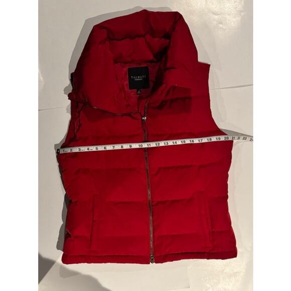 Talbots Red Puffer Vest Women’s Medium Hooded Zip Front Quilted Winter Vest - Picture 8 of 8